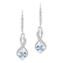 Aquamarine e diamante Sterling Silver Dangle Earrings